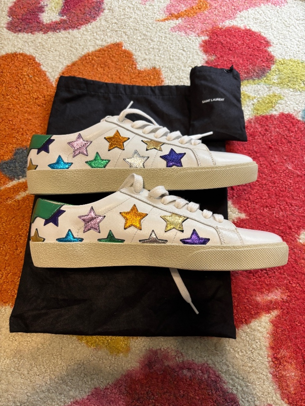 YSL tennis shoes with metallic stars